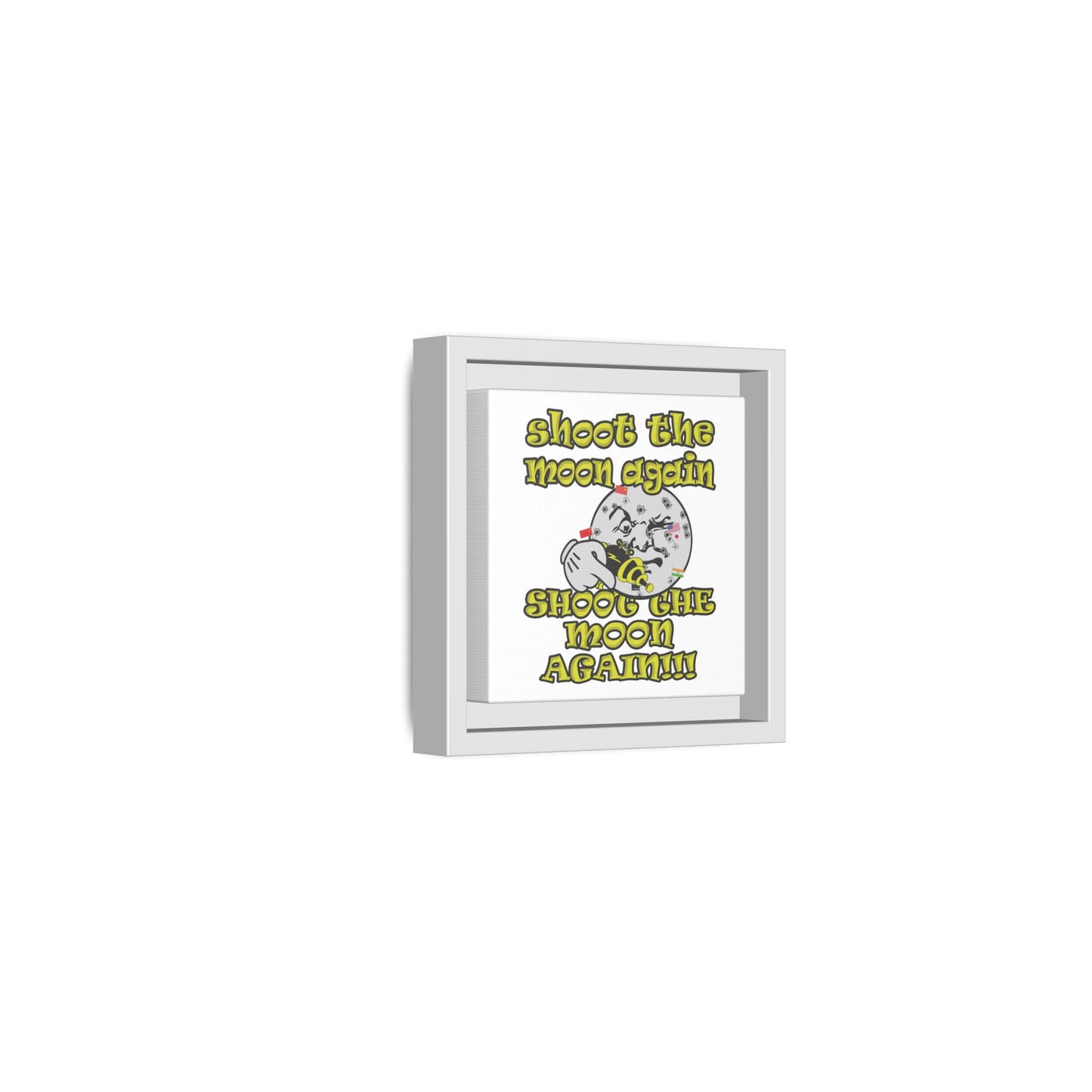 shoot the moon again - framed canvas art (white)
