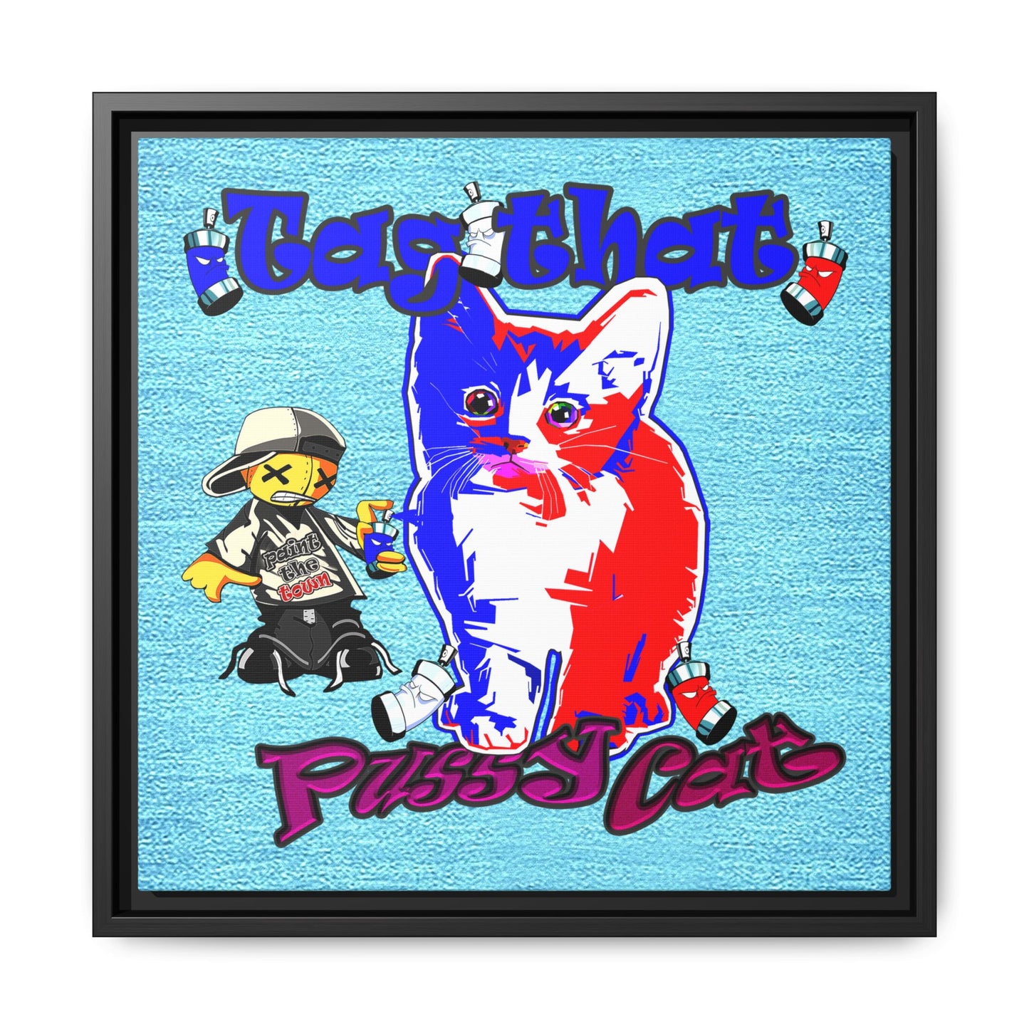 tag that - framed canvas art (faded blue)