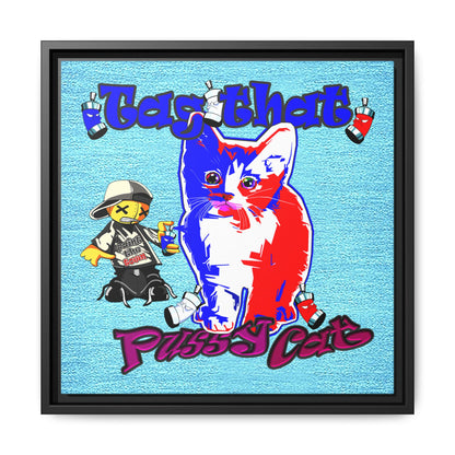 tag that - framed canvas art (faded blue)