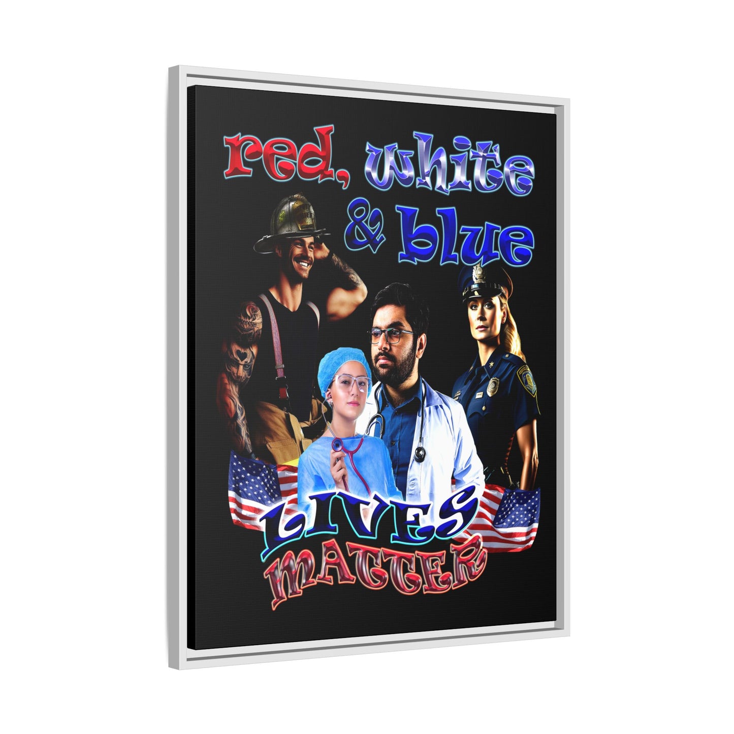 rw&b lives matter - framed canvas art (black)