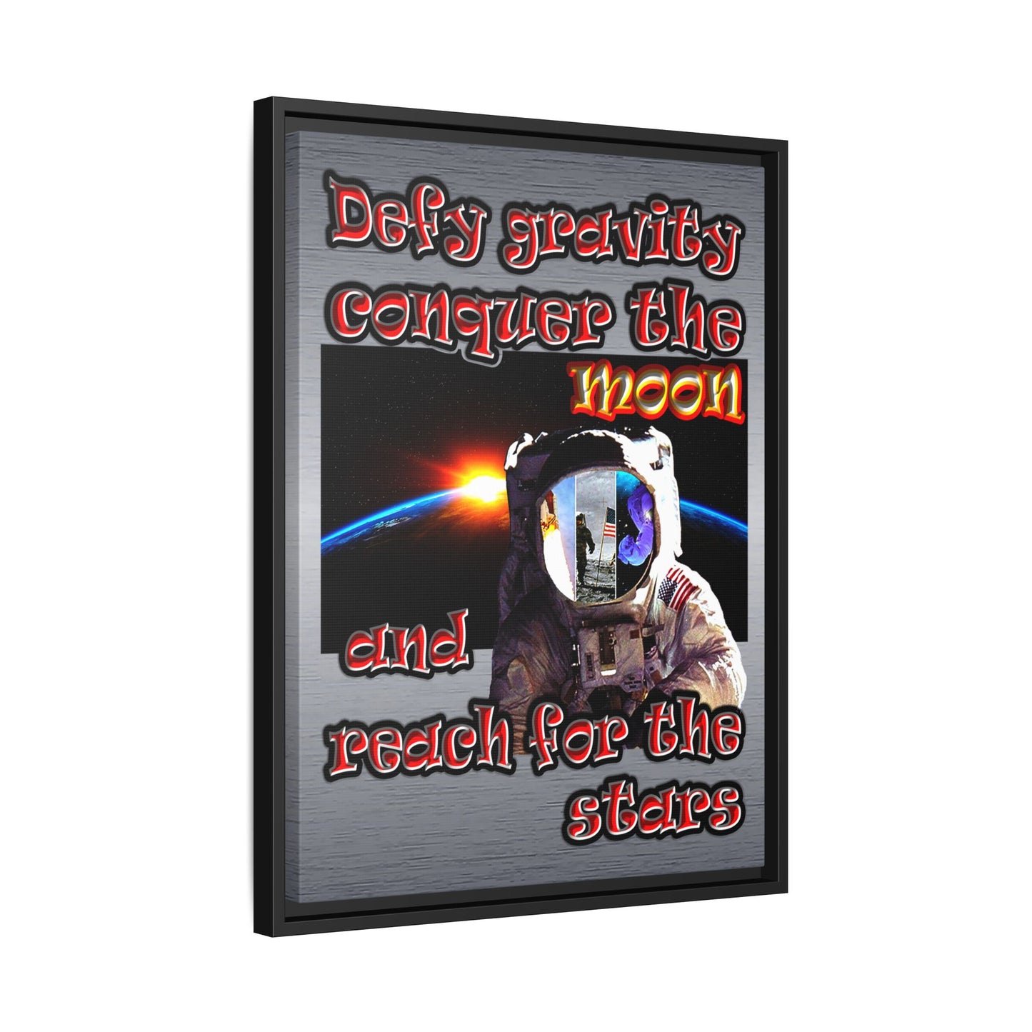 defy conquer reach - framed canvas art (brushed nickel)