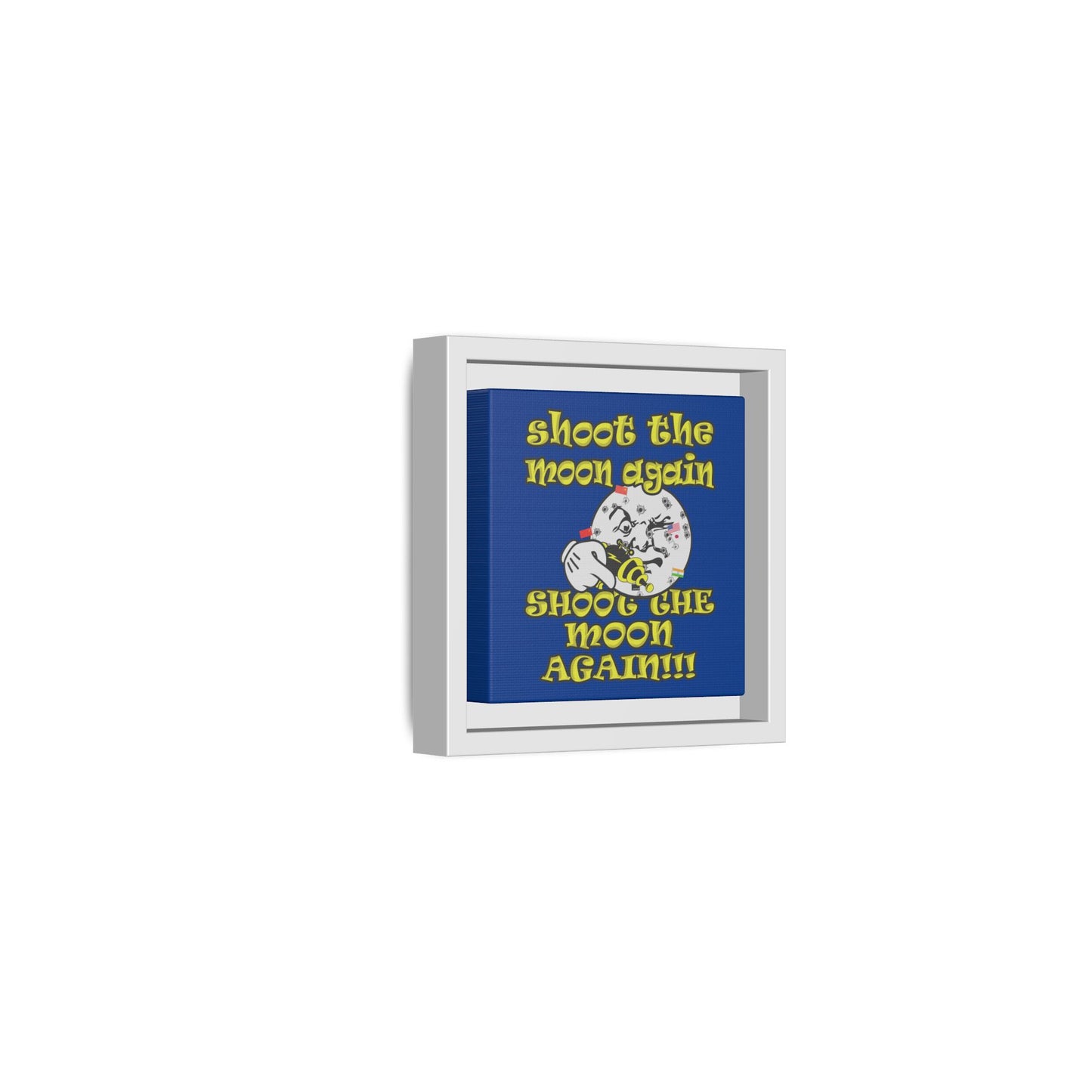 shoot the moon again - framed canvas art (dark blue)