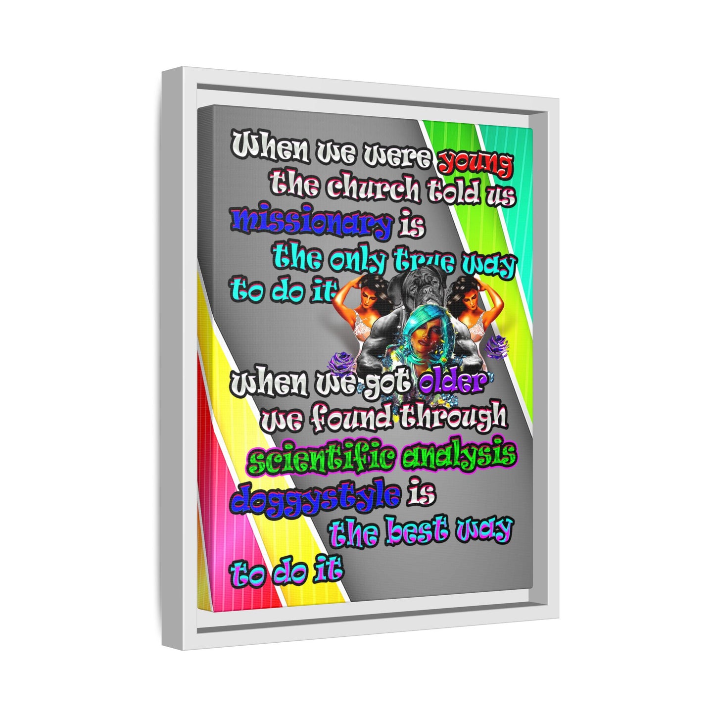 doggystyle - framed canvas art (rainbow split)