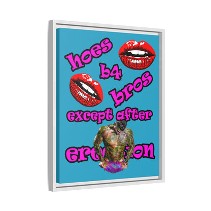 hoes b4 bros - framed canvas art (turquoise)