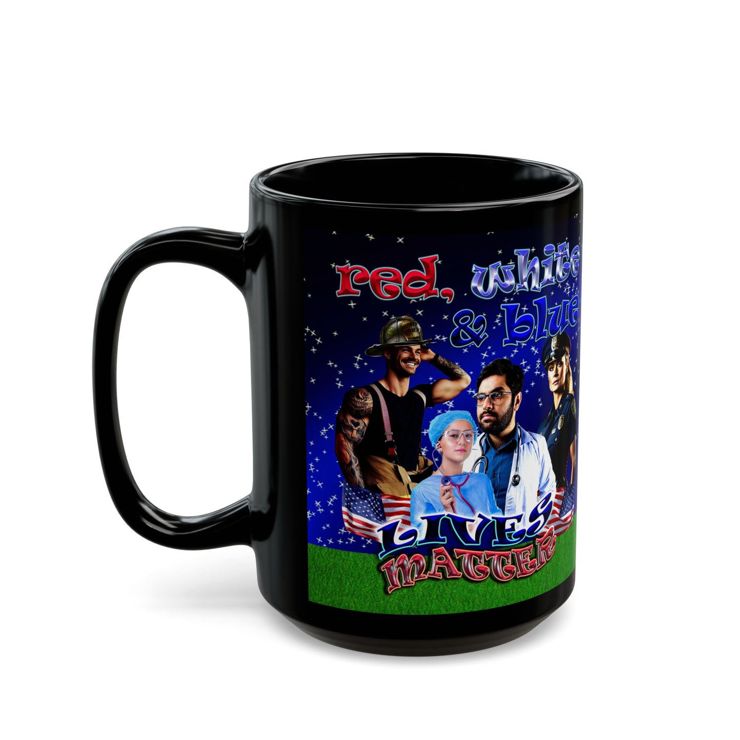 rw&b lives matter - Black Mug ('snoops' background)