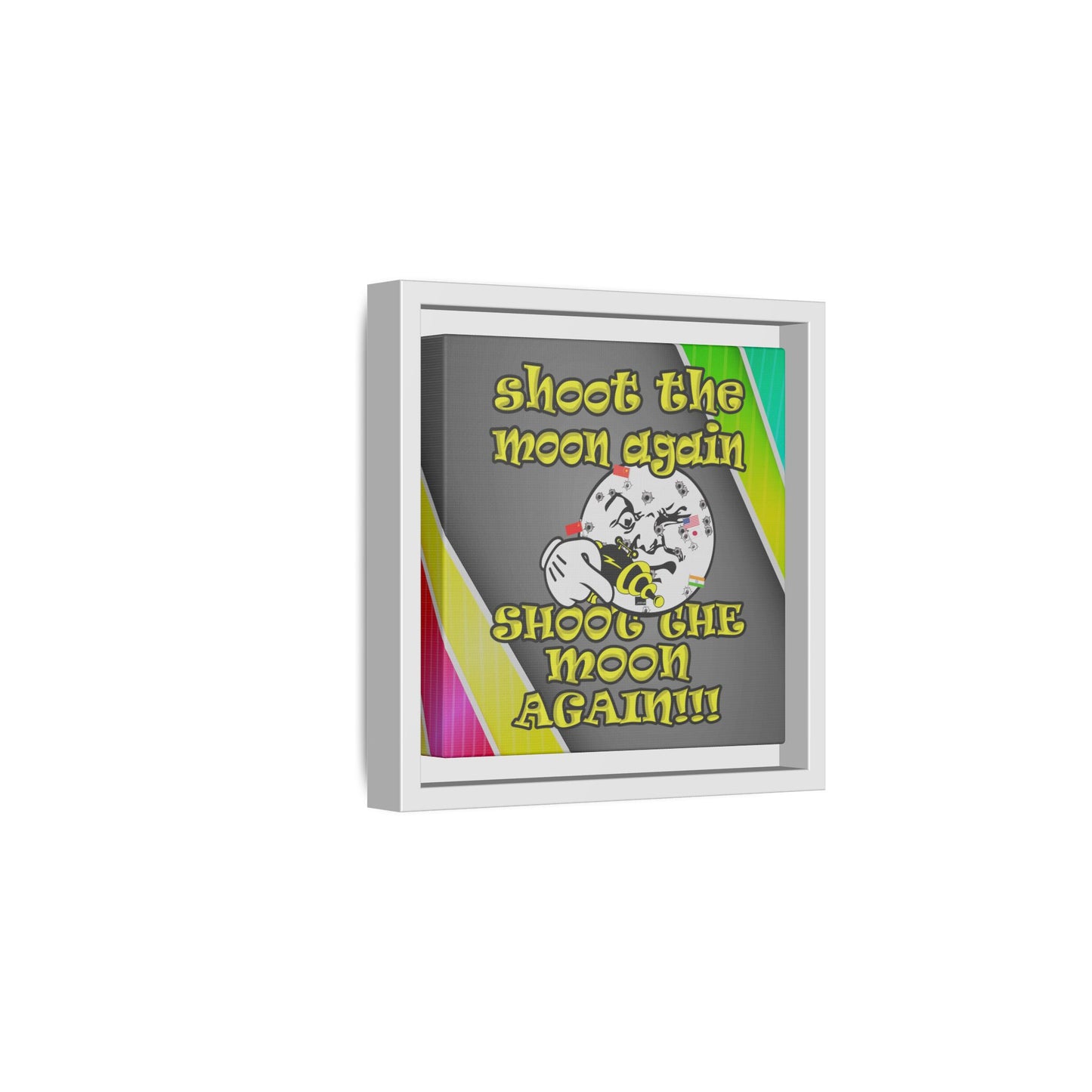 shoot the moon again - framed canvas art (rainbow split)