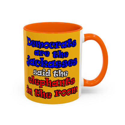 donkeys and elephants - Accent Mug (yellow)