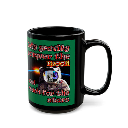 defy conquer reach - Black Mug (dark green)