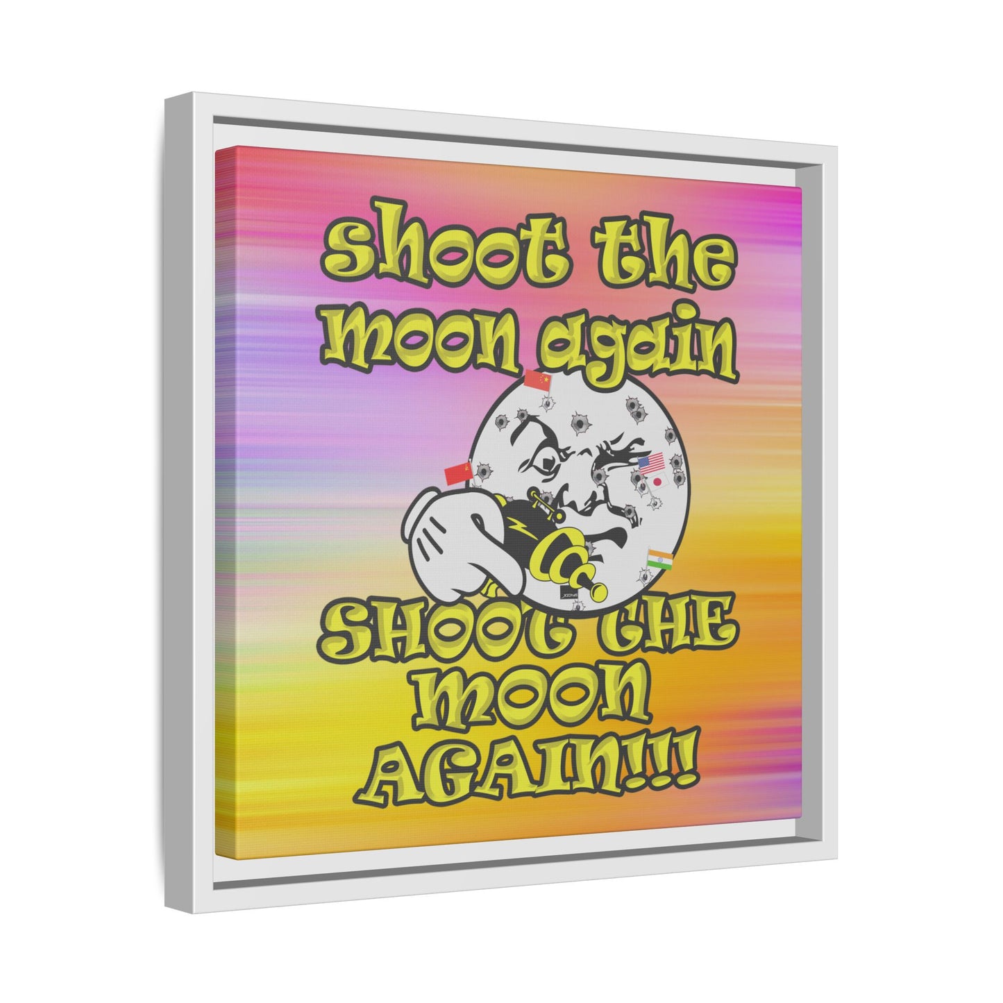 shoot the moon again - framed canvas art (color blur)