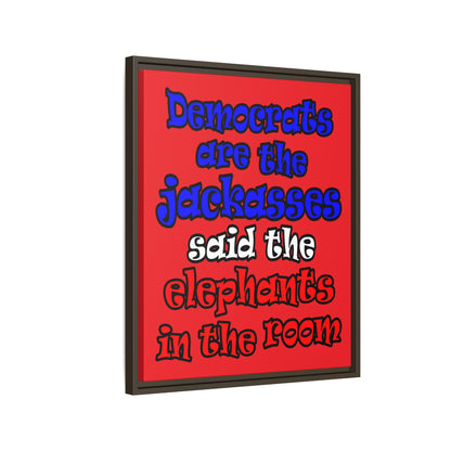 donkeys and elephants - framed canvas art (red)