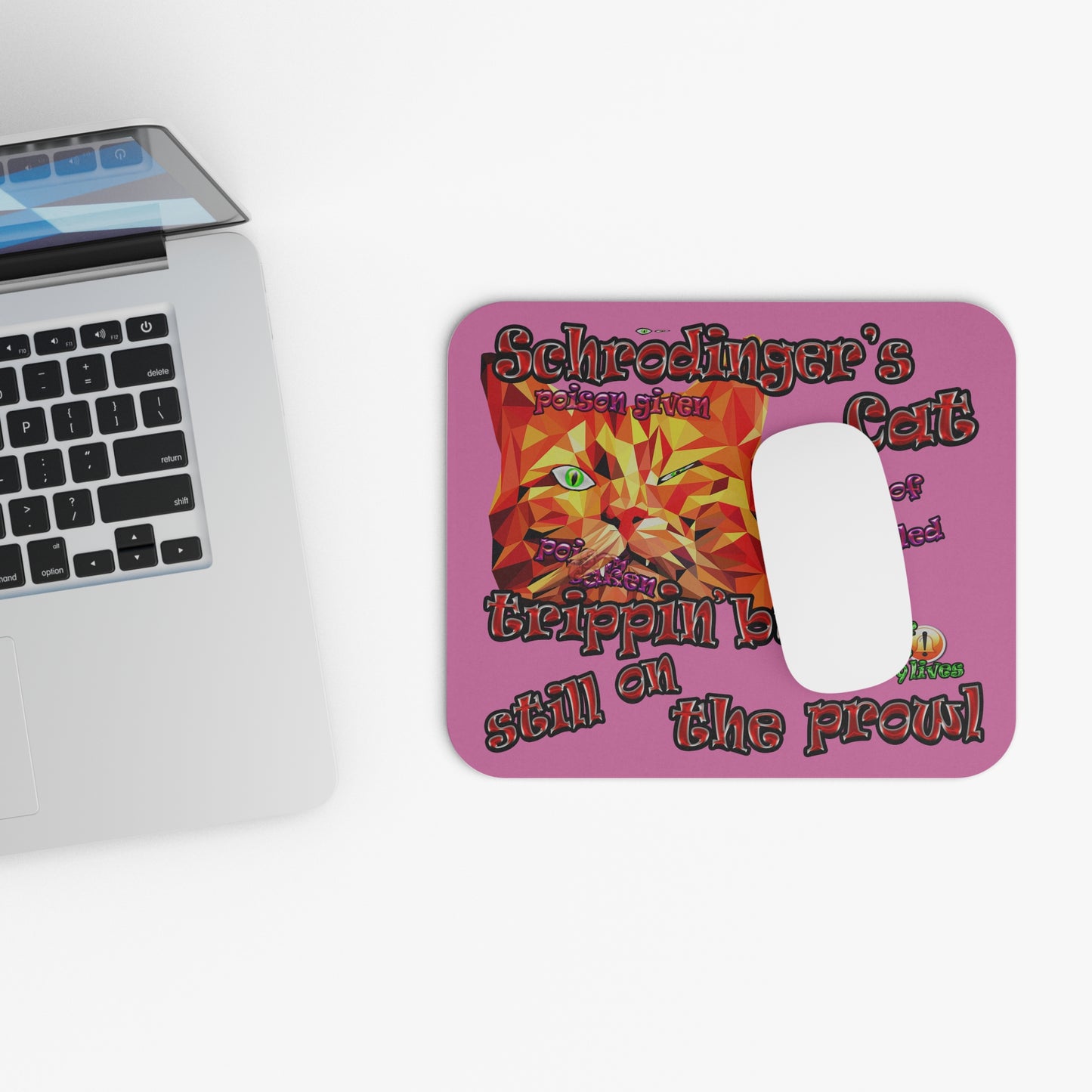 schrodinger's cat - Mouse Pad (Rectangle) (light pink)