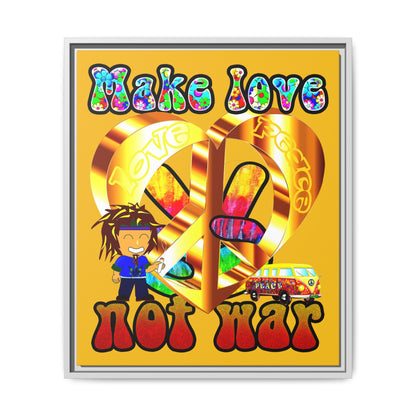 love peace - framed canvas art (yellow)