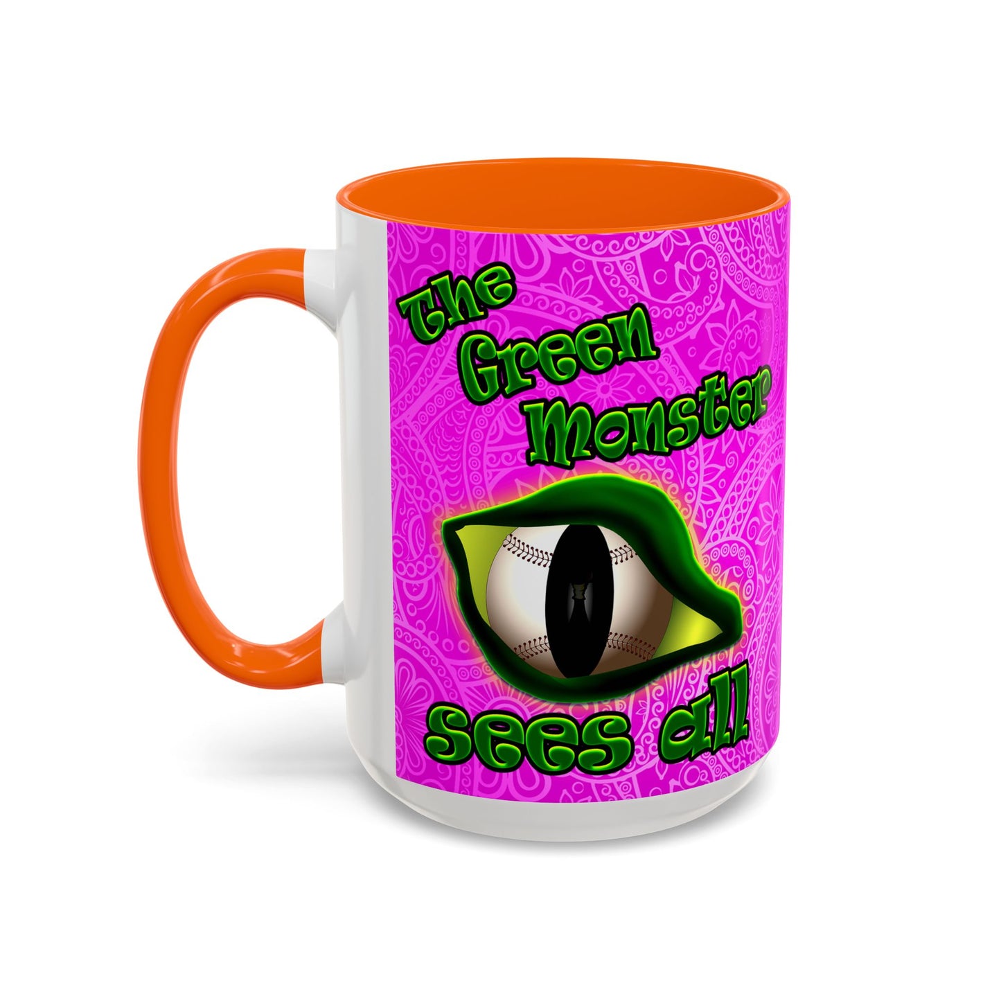 green monster - Accent Mug (pink swirl)