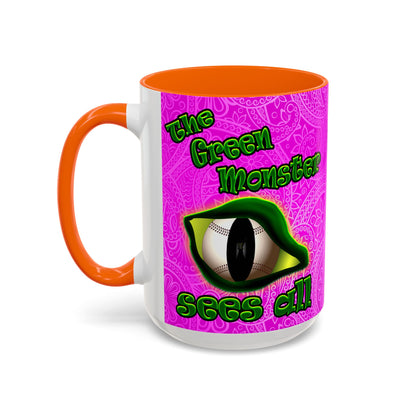 green monster - Accent Mug (pink swirl)
