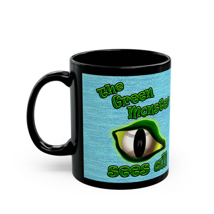 green monster - Black Mug (faded blue)