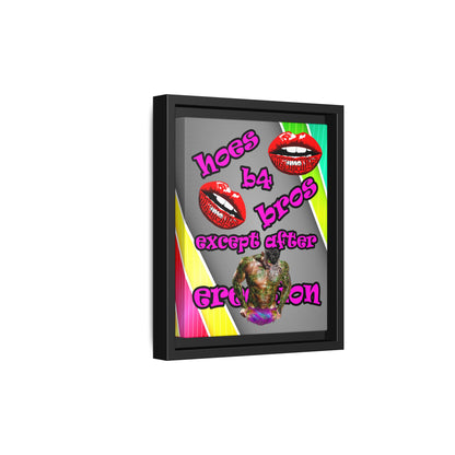 hoes b4 bros - framed canvas art (rainbow split)