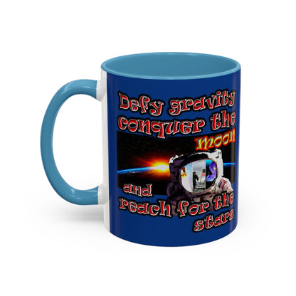 defy conquer reach - Accent Mug (dark blue)