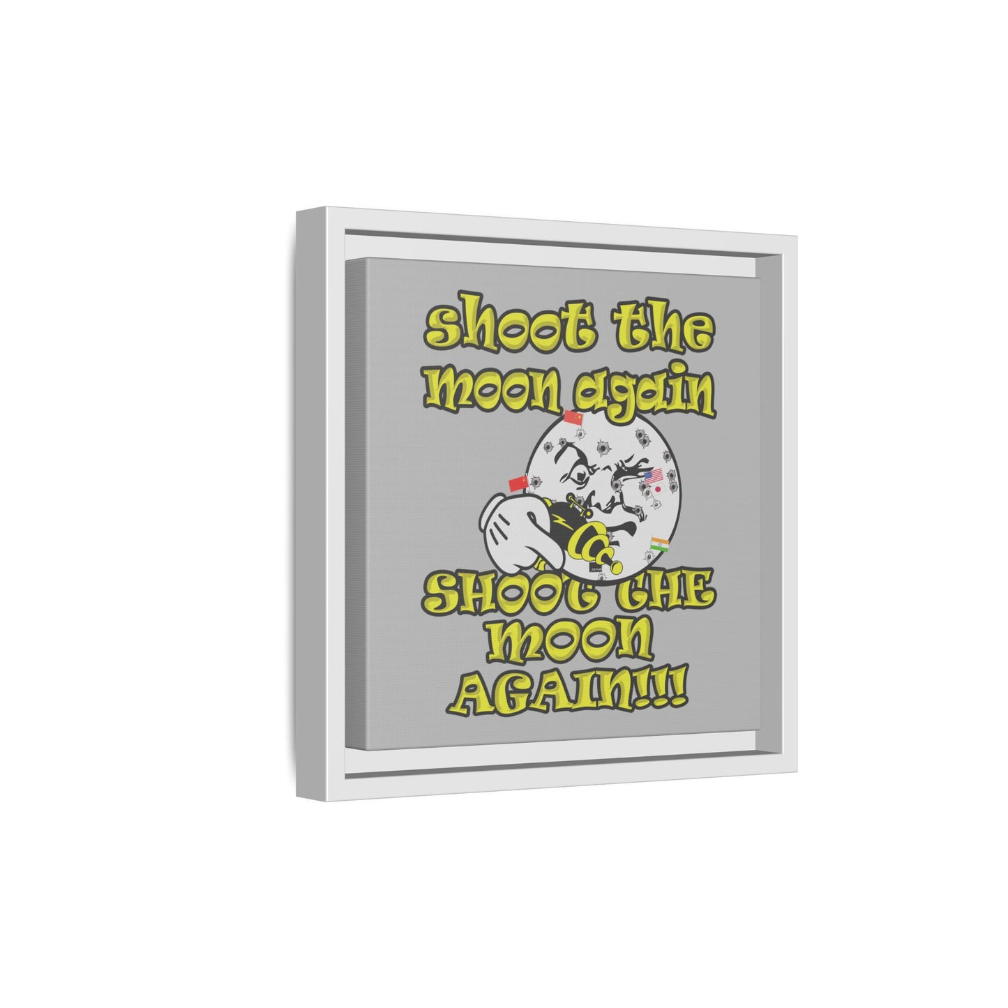 shoot the moon again - framed canvas art (light grey)