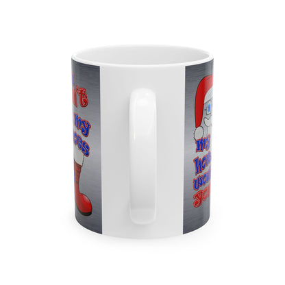 santa's shoes - White Mug (brushed nickel)