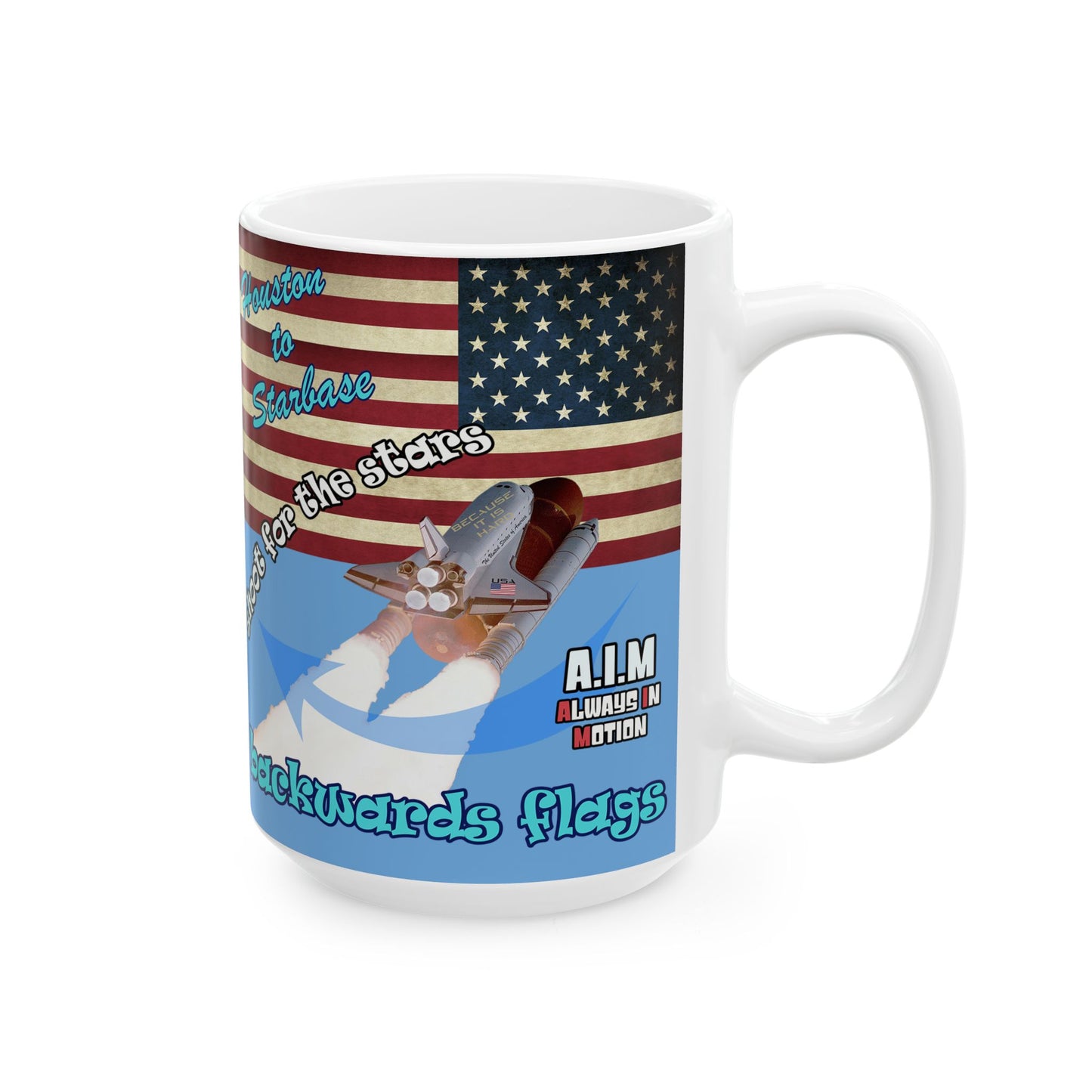 shoot for the stars - White Mug (light blue)