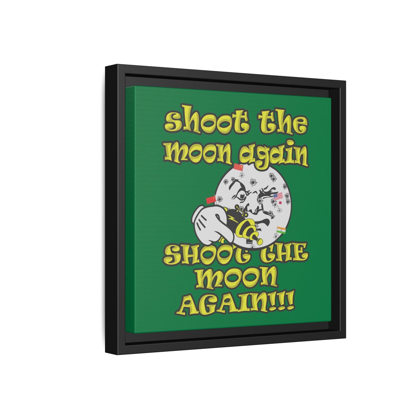 shoot the moon again - framed canvas art (dark green)