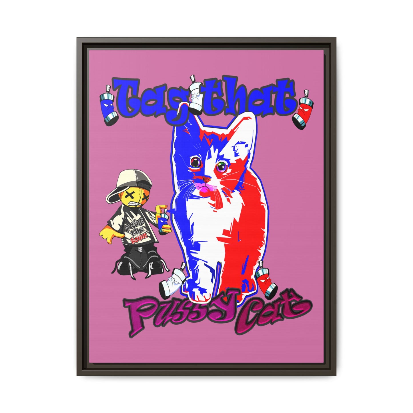tag that - framed canvas art (light pink)