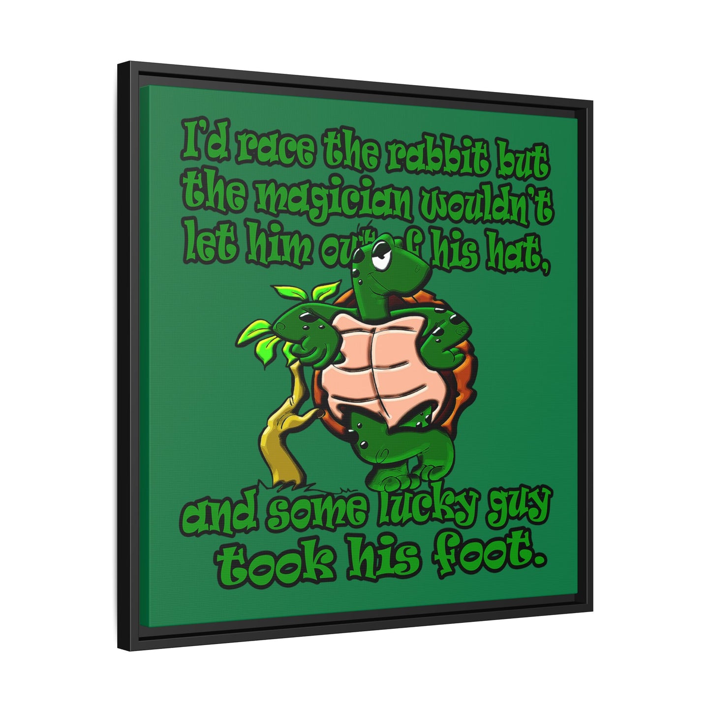 turtle race - framed canvas art (dark green)