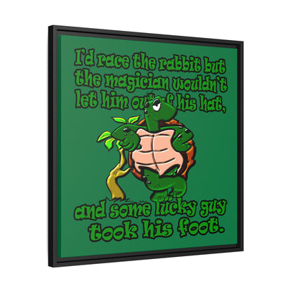 turtle race - framed canvas art (dark green)