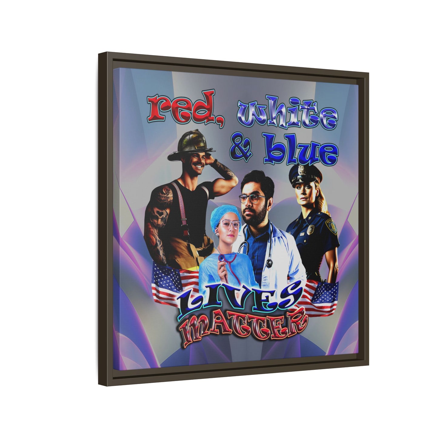 rw&b lives matter - framed canvas art (grey-pink wave)