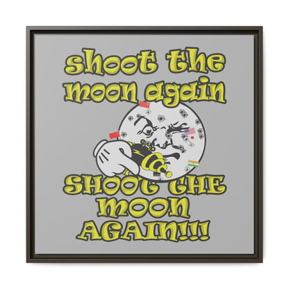 shoot the moon again - framed canvas art (light grey)