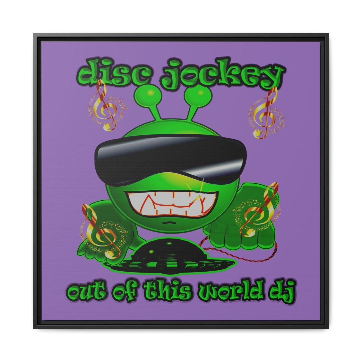 disc jockey - framed canvas art (light purple)