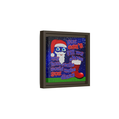 santa's shoes - framed canvas art ('snoops' background)