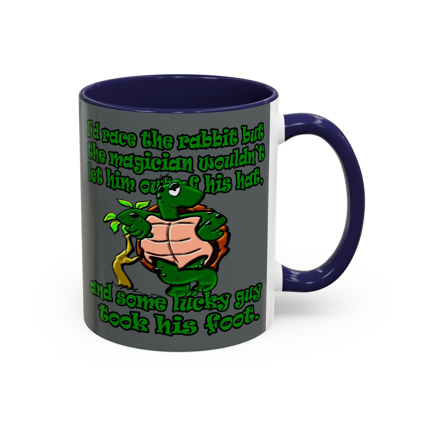 turtle race - Accent Mug (dark grey)