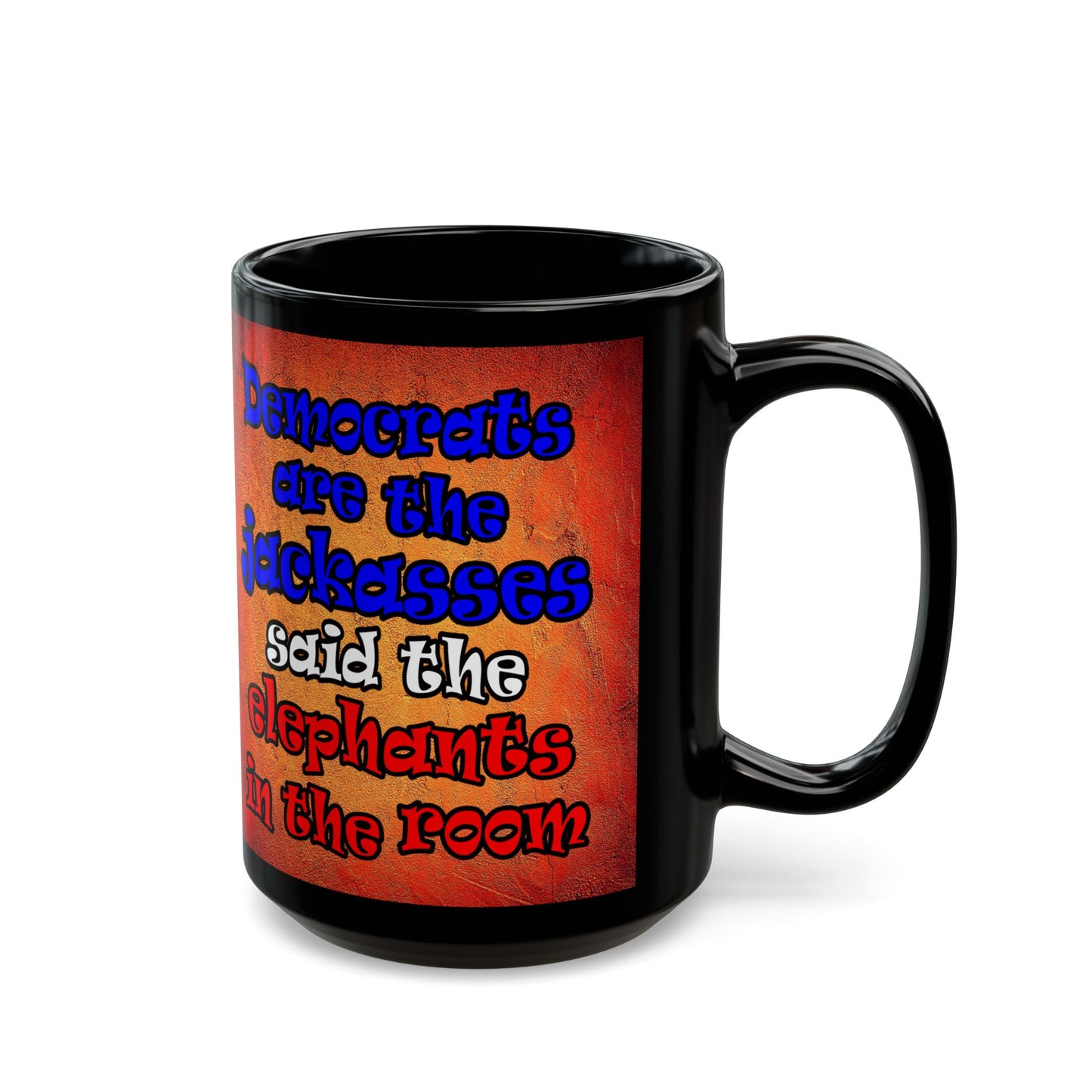 donkeys and elephants - Black Mug (burnt orange)