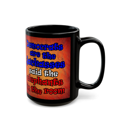 donkeys and elephants - Black Mug (burnt orange)