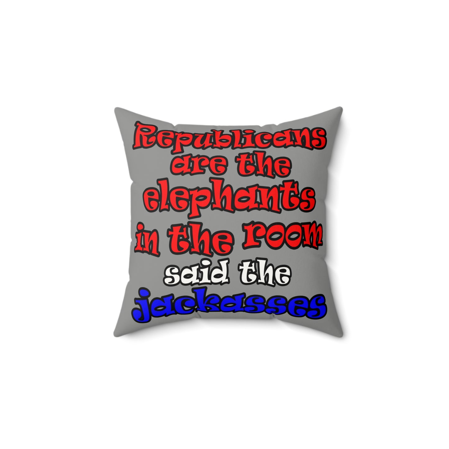 donkeys and elephants - Faux Suede Square Pillow - (grey)