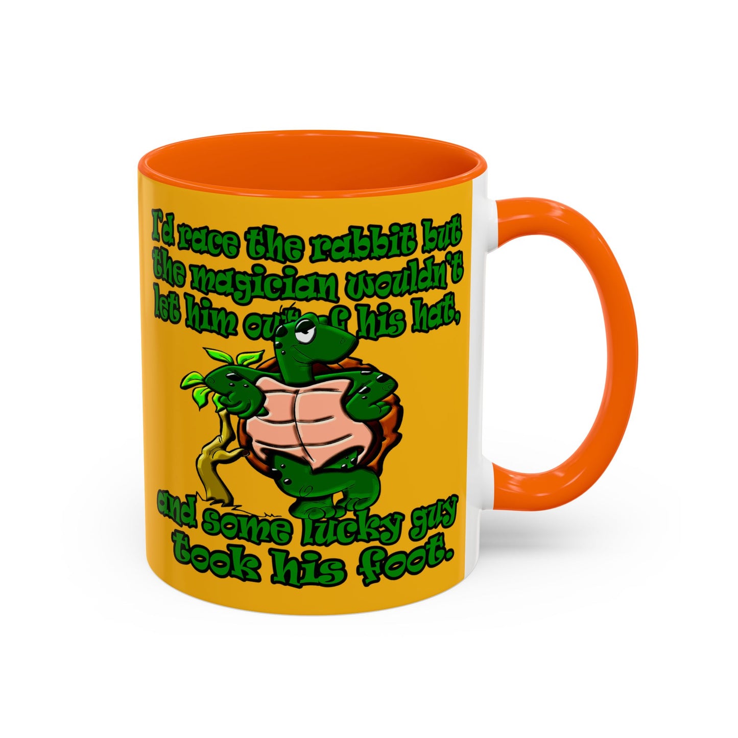 turtle race - Accent Mug (yellow)