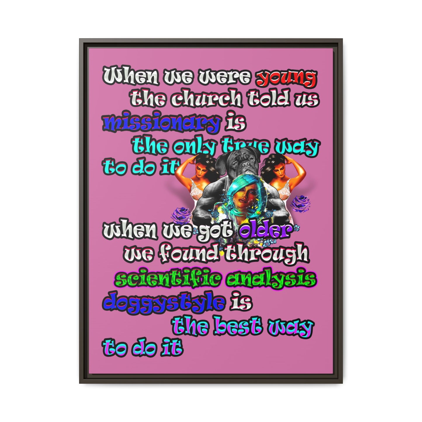 doggystyle - framed canvas art (light pink)