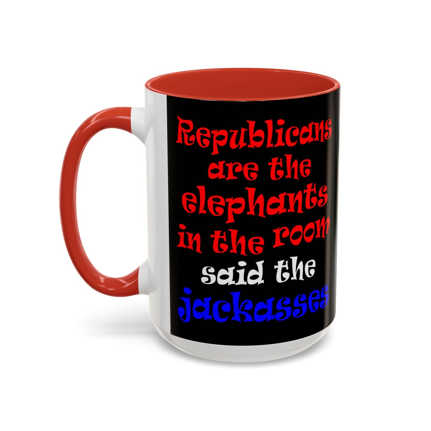 donkeys and elephants - Accent Mug (black)