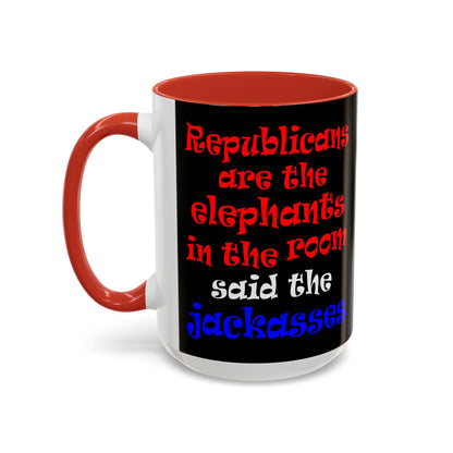 donkeys and elephants - Accent Mug (black)