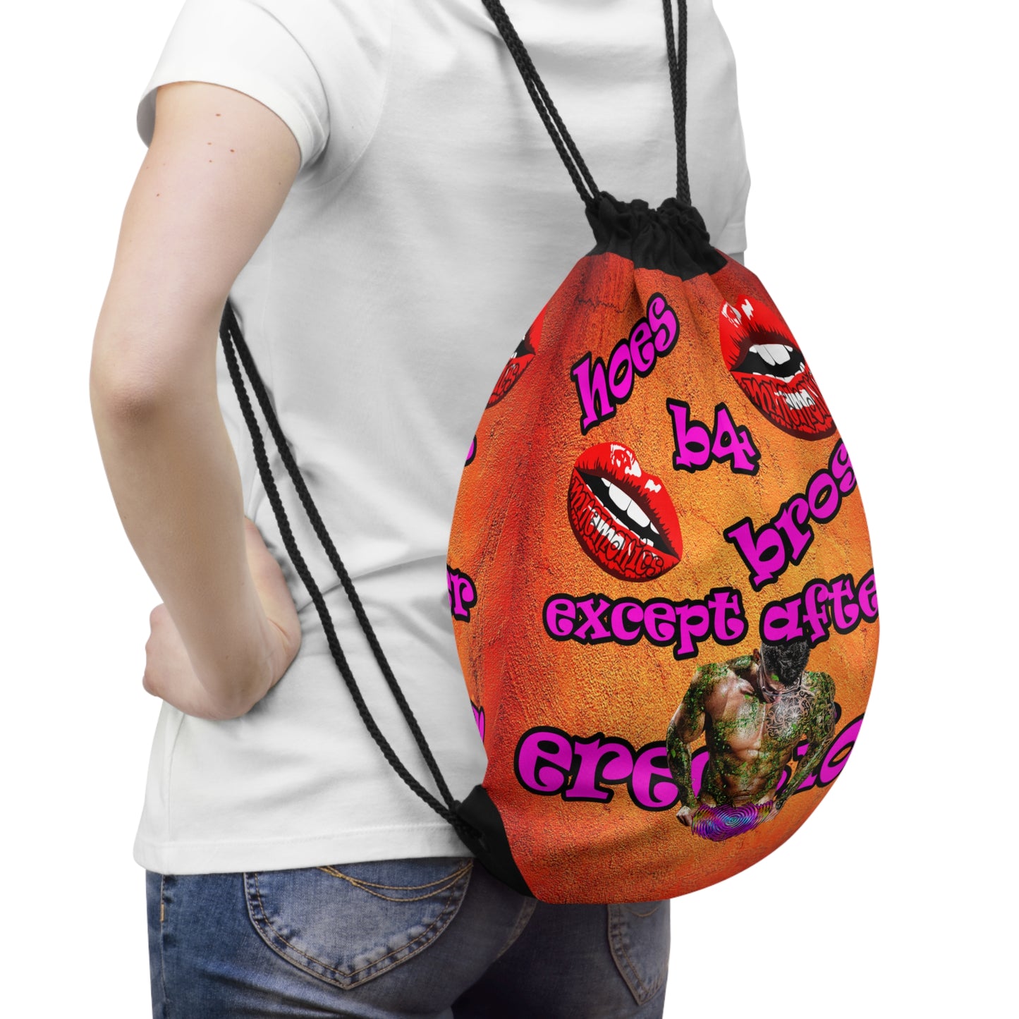hoes b4 bros - Drawstring Bag (burnt orange)
