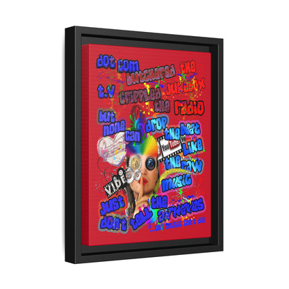 drop the beat - framed canvas art (dark red)