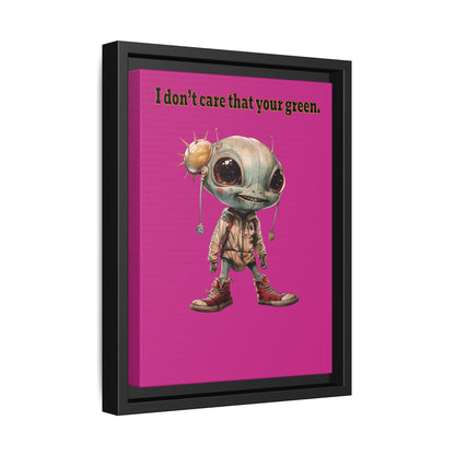 I don't care that your green - framed canvas art (pink)