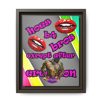 hoes b4 bros - framed canvas art (rainbow split)