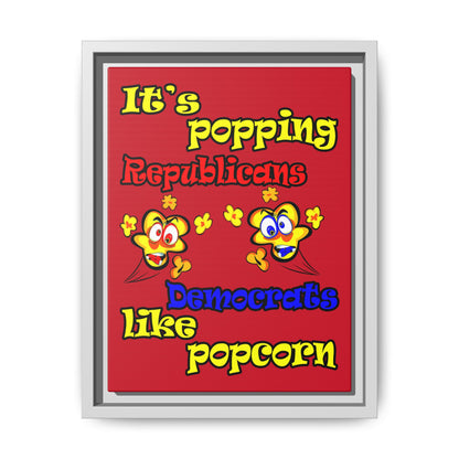 popping like popcorn - framed canvas art (dark red)