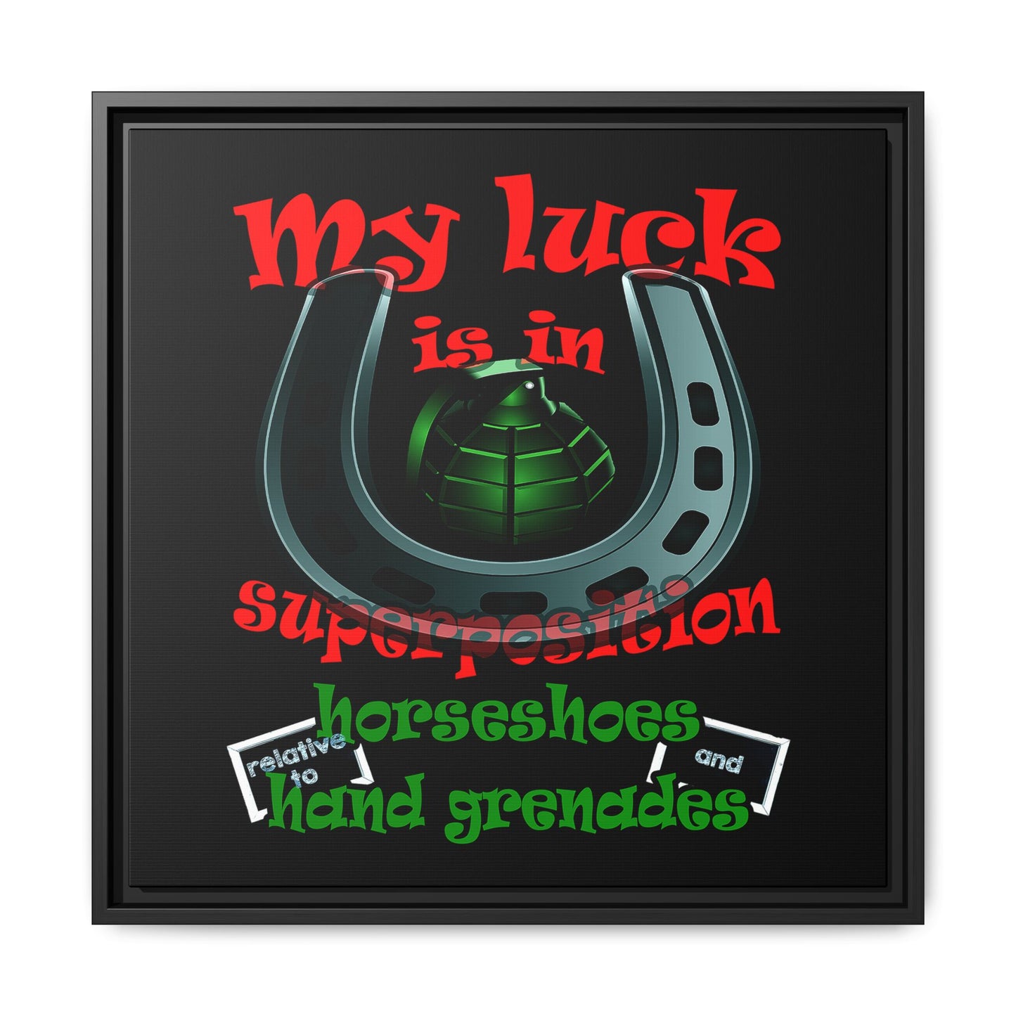 my luck - framed canvas art (black)