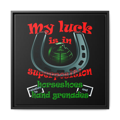 my luck - framed canvas art (black)