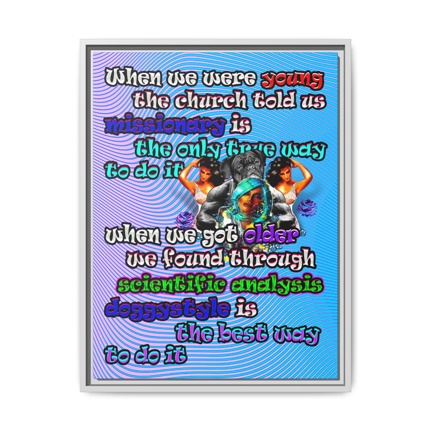doggystyle - framed canvas art (light blue-purple wave)