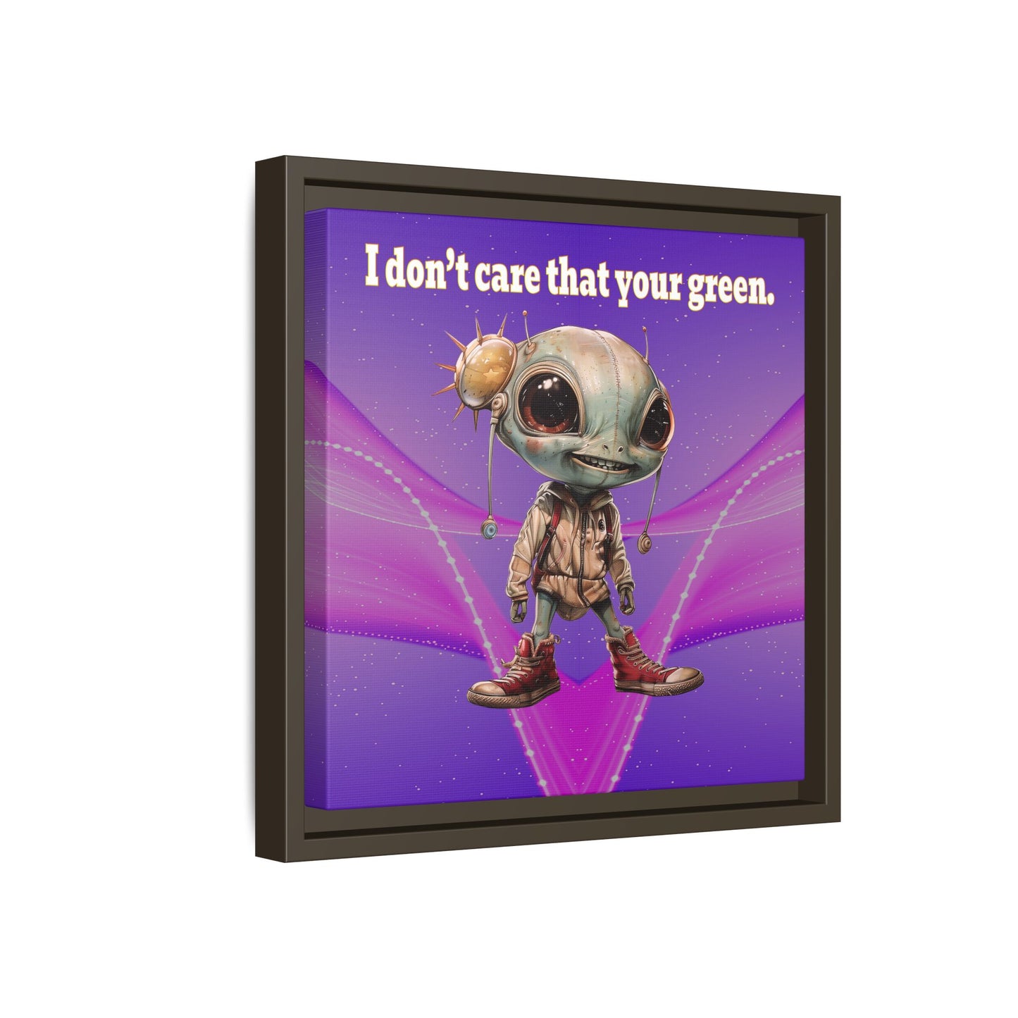 I don't care that your green - framed canvas art (purple-pink wave)