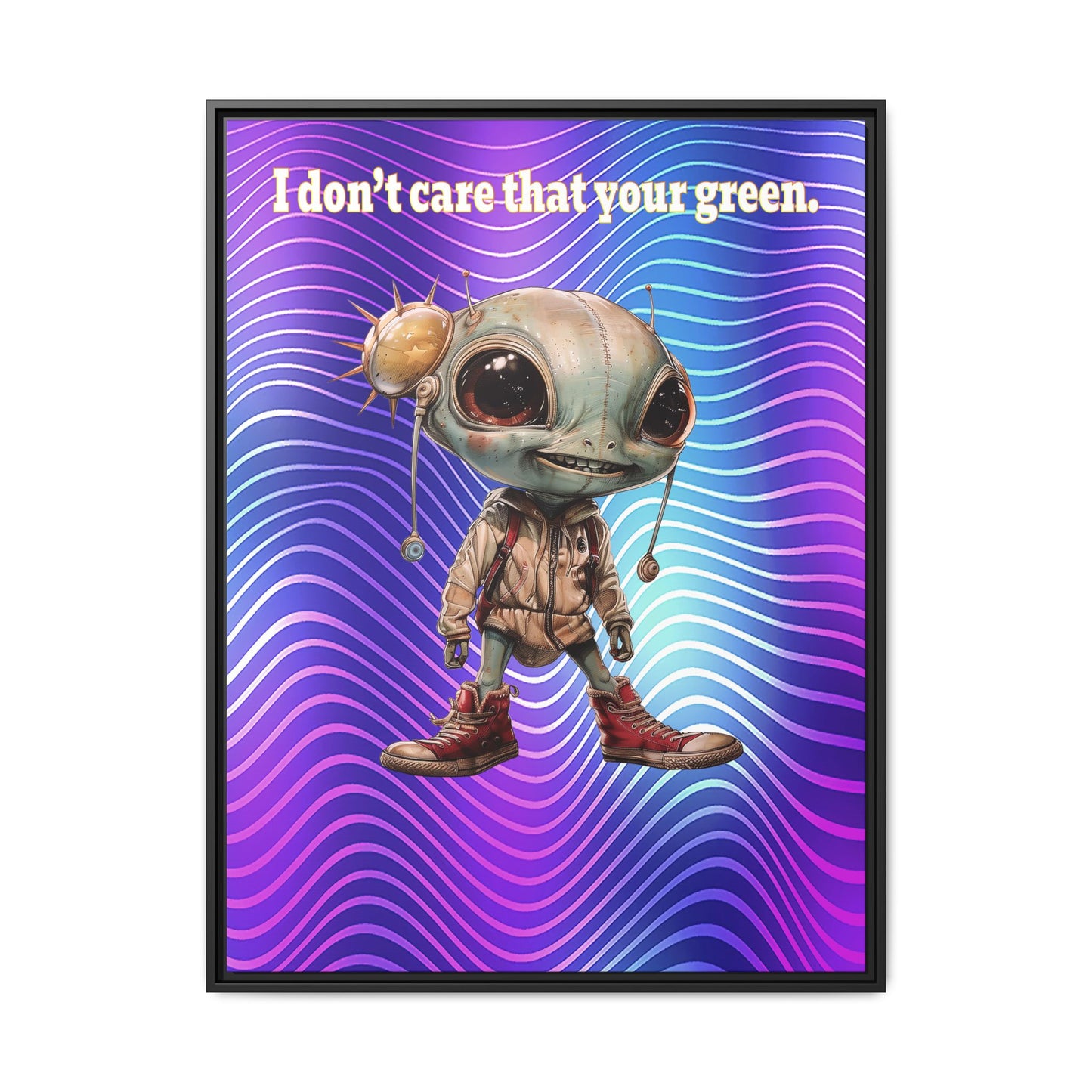 I don't care that your green - framed canvas art (purple wave)